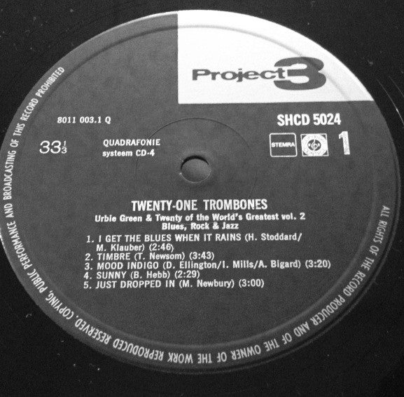 Urbie Green : 21 Trombones  Rock/Blues/Jazz (LP, Album, Quad)