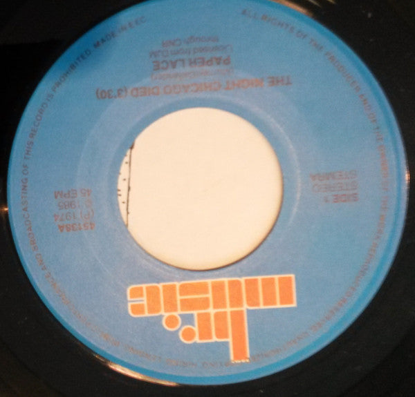 Paper Lace : The Night Chicago Died (7", Single)