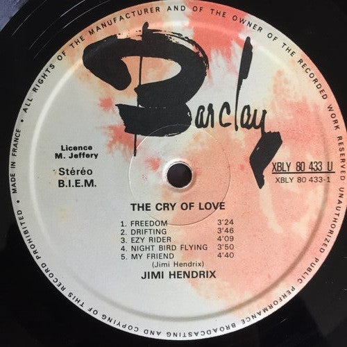 Jimi Hendrix : The Cry Of Love (LP, Album, Gat)