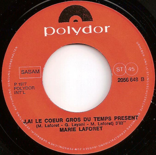 Marie Laforêt : Il A Neigé Sur Yesterday / J'ai Le Cœur Gros Du Temps Présent (7")