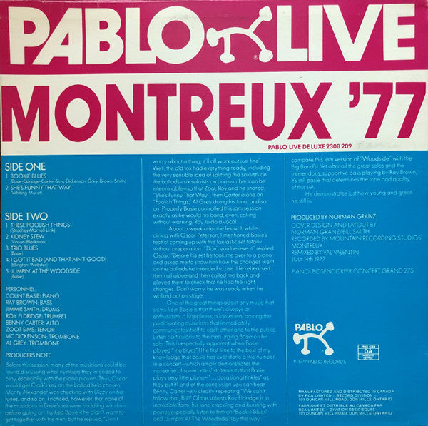 Count Basie : Count Basie Jam (Montreux '77) (LP, Album)