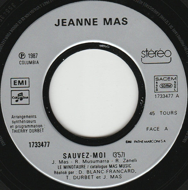 Jeanne Mas : Sauvez Moi (7", Single)
