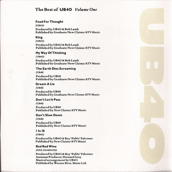 UB40 : The Best Of UB40 - Volume One (CD, Comp, RP)