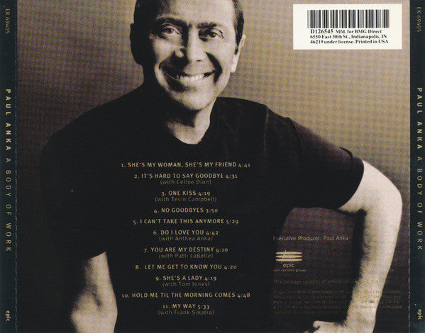 Paul Anka : A Body Of Work (CD, Album, Club)