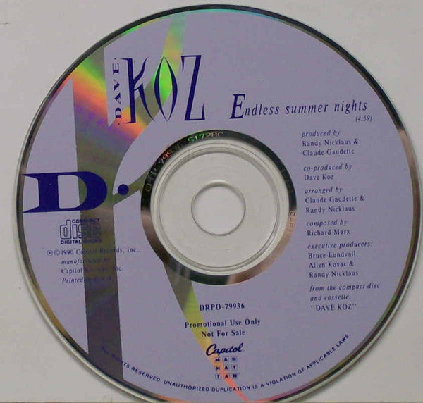 Dave Koz : Endless Summer Nights (CD, Single, Promo)