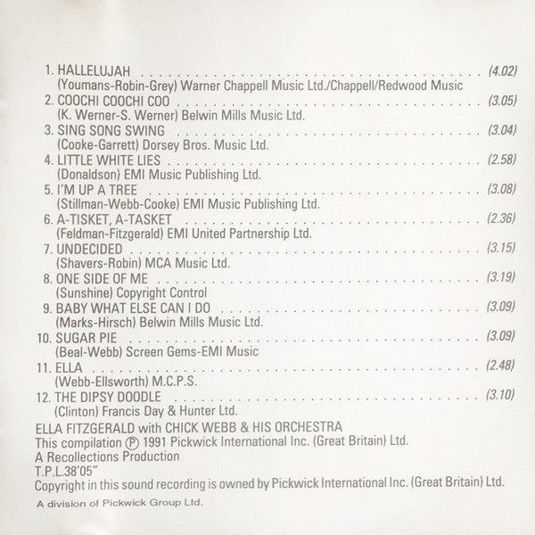 Ella Fitzgerald With Chick Webb And His Orchestra : Hallelujah (CD, Comp)