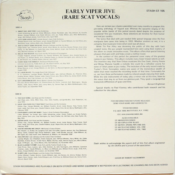 Various : Early Viper Jive: 1927-1933 (LP, Comp)