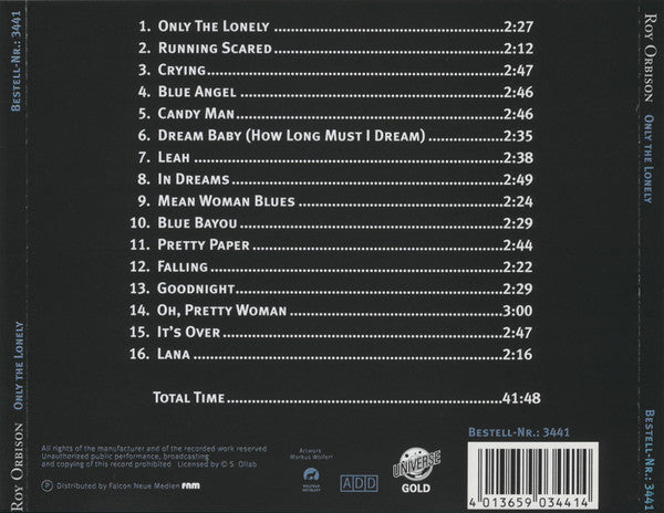 Roy Orbison : Only The Lonely (CD, Comp)