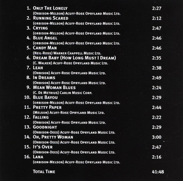 Roy Orbison : Only The Lonely (CD, Comp)