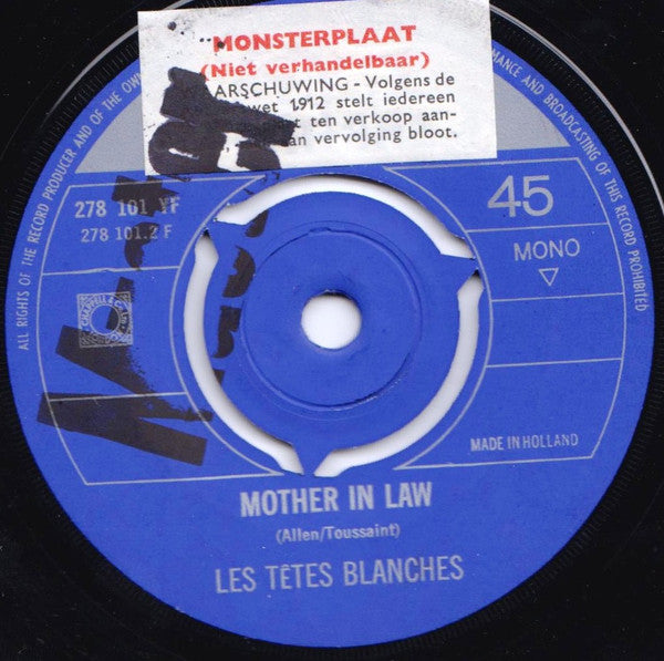 Les Têtes Blanches : She's The One / Mother In Law (7", Single, Mono)