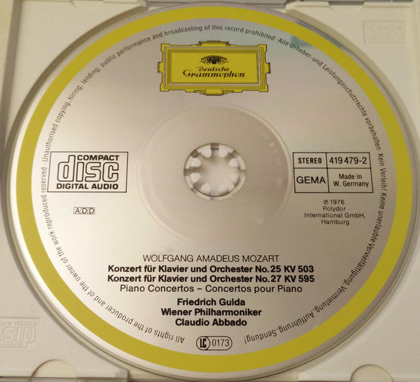 Wolfgang Amadeus Mozart, Friedrich Gulda, Wiener Philharmoniker, Claudio Abbado : Klavierkonzerte Nr. 25 & 27 (CD, RE, RM)