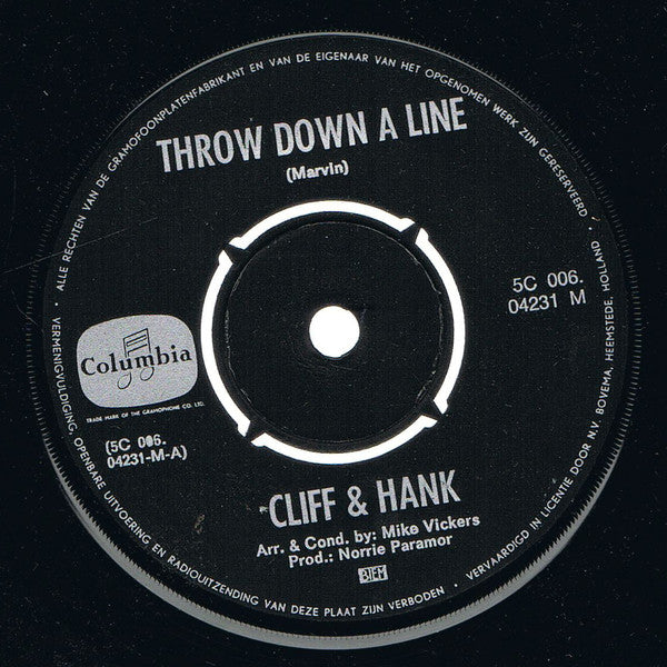 Cliff Richard & Hank Marvin : Throw Down A Line (7", Single)
