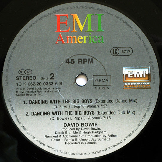 David Bowie : Blue Jean (Extended Dance Mix) (12", Single)