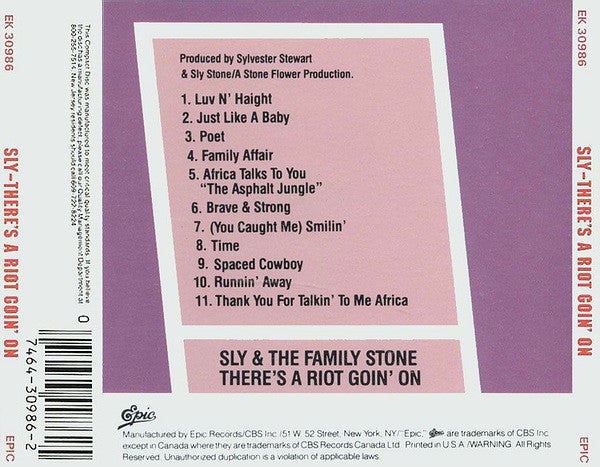 Sly & The Family Stone : There's A Riot Goin' On (CD, Album, RE)