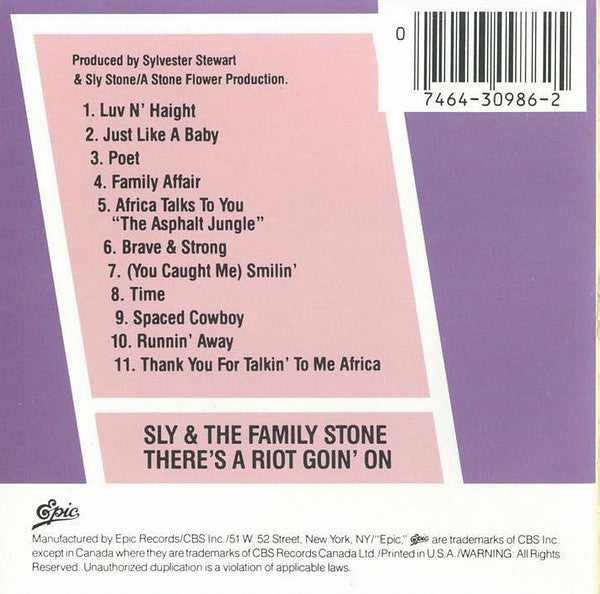 Sly & The Family Stone : There's A Riot Goin' On (CD, Album, RE)