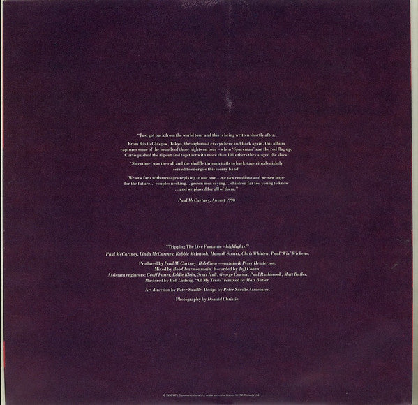 Paul McCartney : Tripping The Live Fantastic - Highlights! (LP, Album, gre)