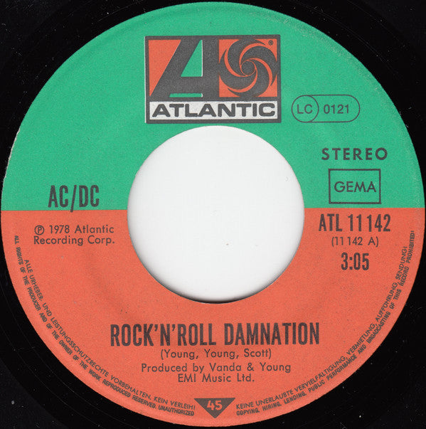 AC/DC : Rock 'N' Roll Damnation (7", Single)