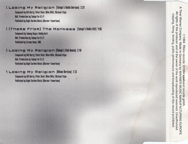 The Benzedrine Monks Of Santo Domonica : Losing My Religion (CD, Maxi)