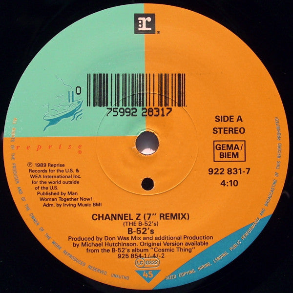 The B-52's : Channel Z (7", Single)