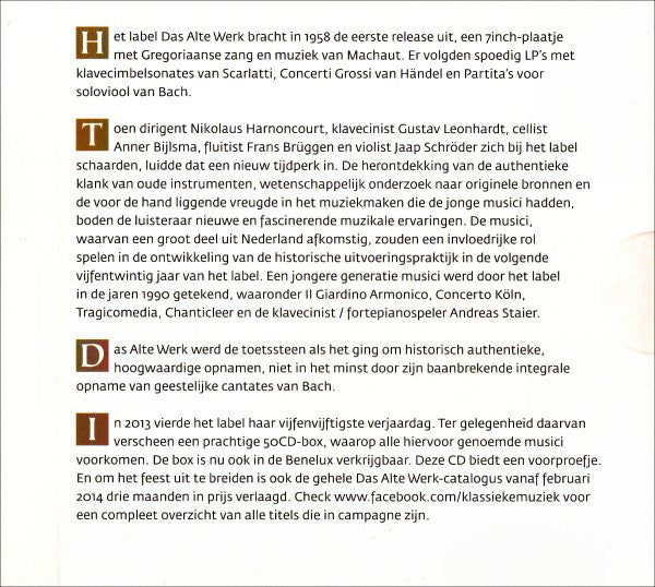 Various : Das Alte Werk (CD, Comp, Promo, Smplr)