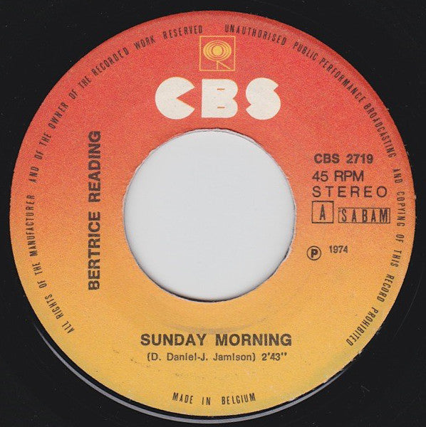 Bertice Reading : Sunday Morning (7", M/Print)