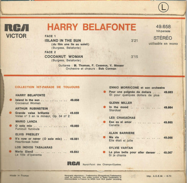 Harry Belafonte : Une île Au Soleil (7", Single)
