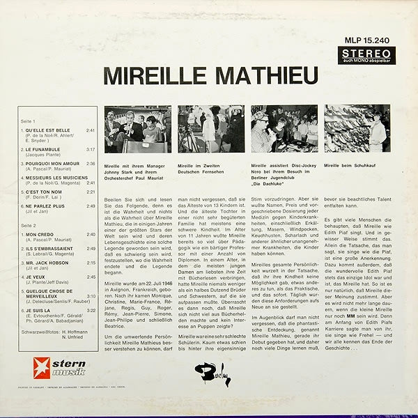 Mireille Mathieu : Mireille Mathieu (LP, Album, RP)