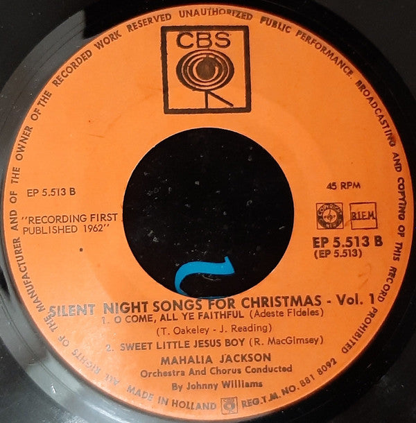 Mahalia Jackson : Songs For Christmas Vol. 1 (7", EP)
