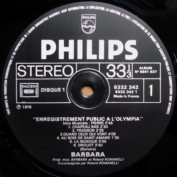 Barbara (5) : Enregistrement Public À L'Olympia (Les Insomnies)  (2xLP, Album, Gat)
