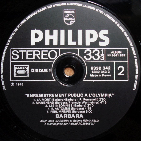 Barbara (5) : Enregistrement Public À L'Olympia (Les Insomnies)  (2xLP, Album, Gat)