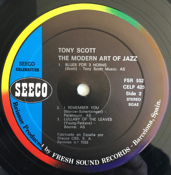 Tony Scott (2) : The Modern Art Of Jazz (LP, Album, RE)
