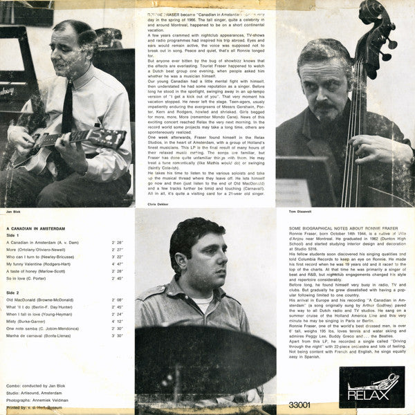 Ronnie Fraser : A Canadian In Amsterdam (LP, Album)