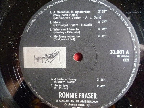 Ronnie Fraser : A Canadian In Amsterdam (LP, Album)