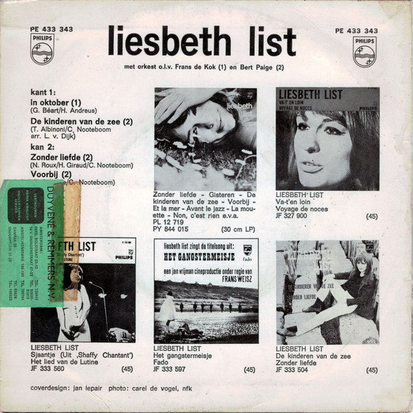 Liesbeth List : In Oktober / De Kinderen Van De Zee / Zonder Liefde / Voorbij (7", EP, Mono)