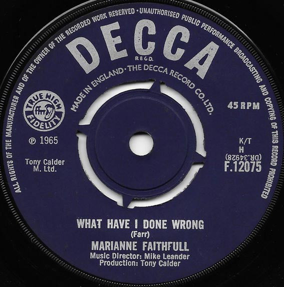 Marianne Faithfull : Come And Stay With Me (7", Single)