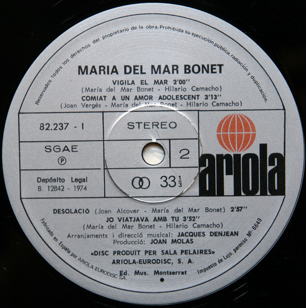 Maria Del Mar Bonet : Maria Del Mar Bonet (LP, Album, Gat)