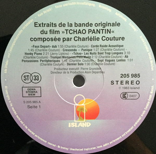 Charlélie Couture : Extraits De La Bande Originale Du Film "Tchao Pantin" (LP, Album)