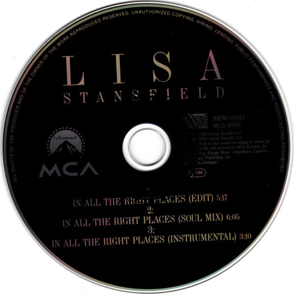 Lisa Stansfield : In All The Right Places (CD, Maxi)