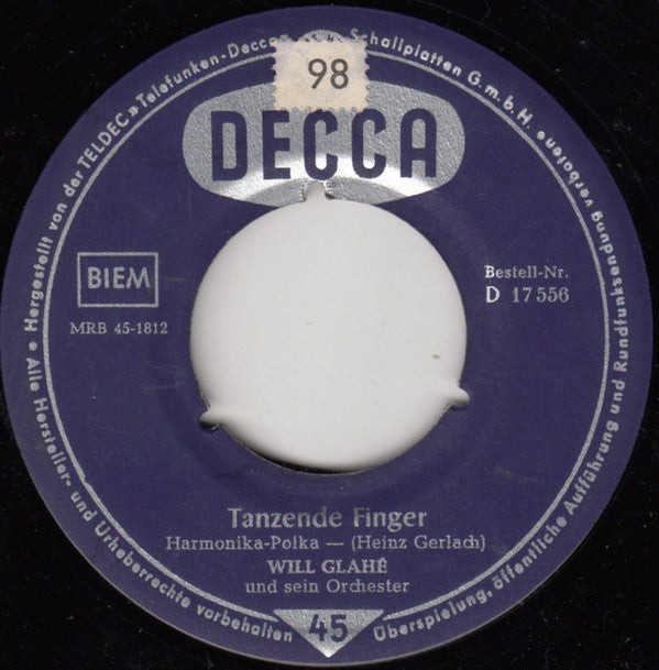 Will Glahé Und Sein Orchester : Schabernack / Tanzende Finger (7", Single, Mono)