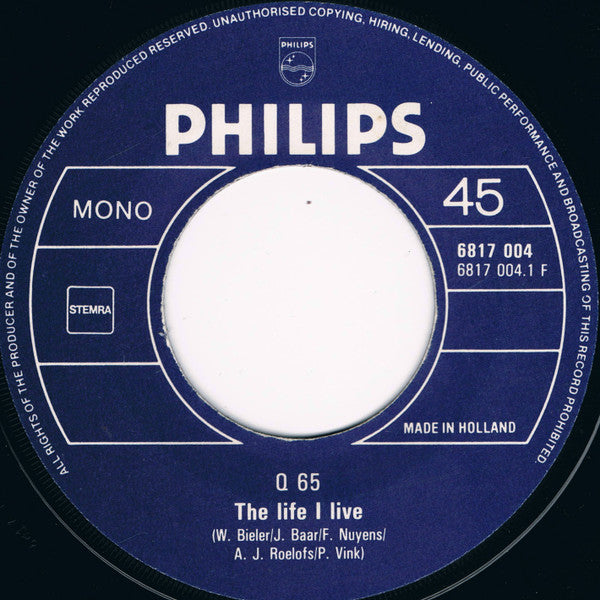 Zen (8) / Q65 : Hair / The Life I Live (7", Single, Mono)