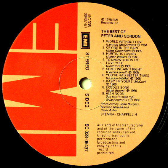 Peter & Gordon : The Best Of Peter And Gordon (LP, Comp, Mono)