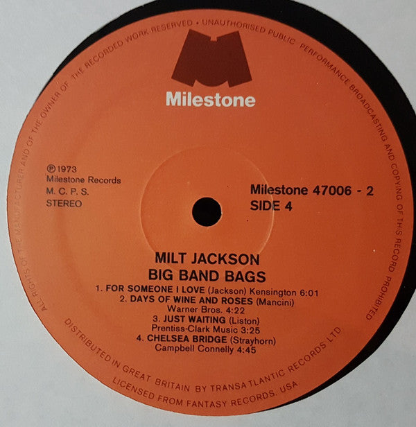 Milt Jackson : Big Band Bags (2xLP, Album, Comp, RE, RM)