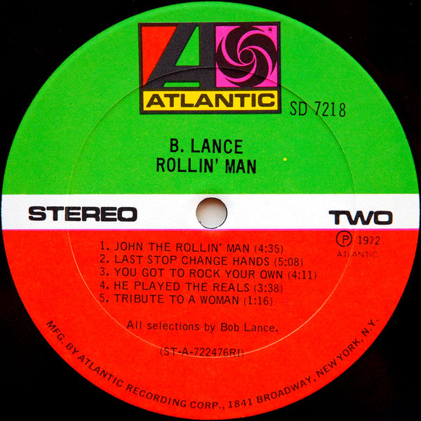 Bob Lance : Rollin' Man (LP, Album, RI )