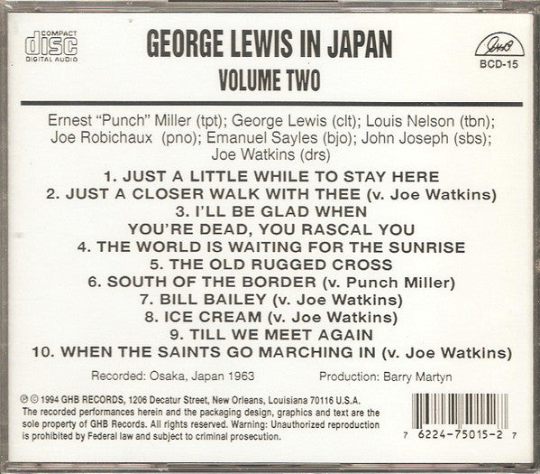 George Lewis (2) : George Lewis In Japan  Volume Two (CD, Album, RE)