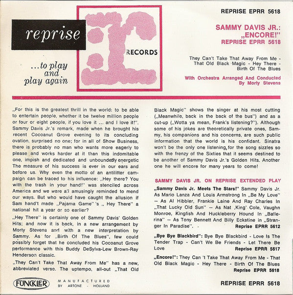 Sammy Davis Jr. : Encore! (7", EP)