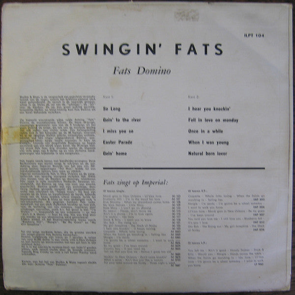 Fats Domino : Swingin' Fats (10", Album)