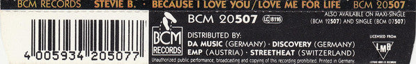 Stevie B : Because I Love You / Love Me For Life (CD, Maxi)