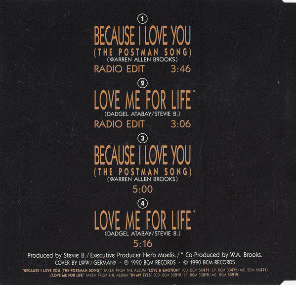 Stevie B : Because I Love You / Love Me For Life (CD, Maxi)