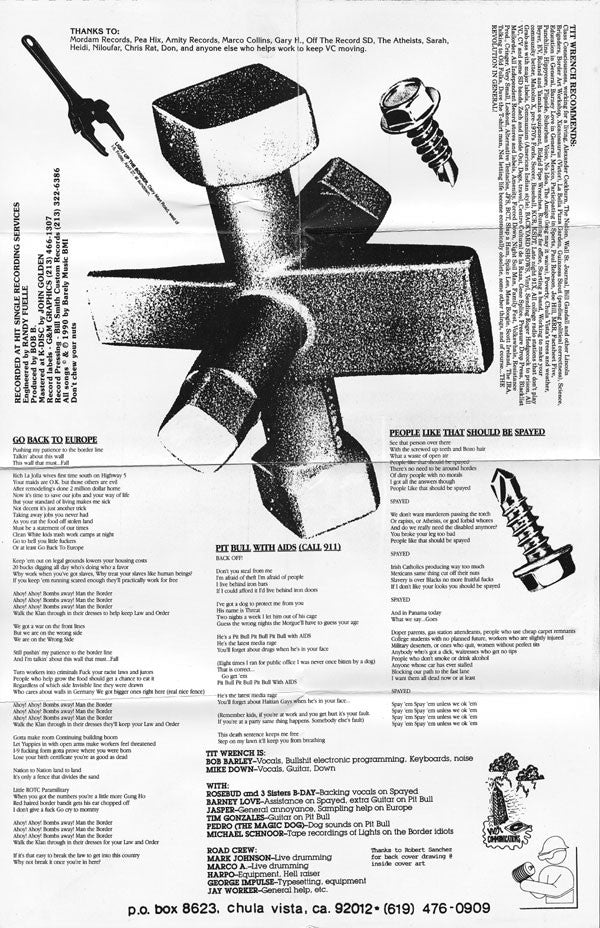 Tit Wrench : Go Back To Europe (7", Pur)