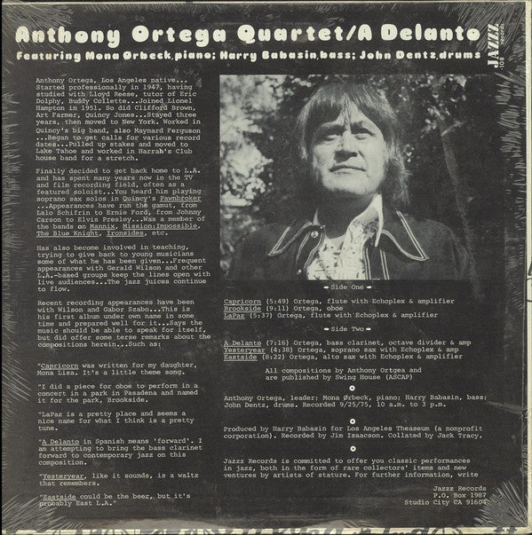 Anthony Ortega : A Delanto (LP, Album)